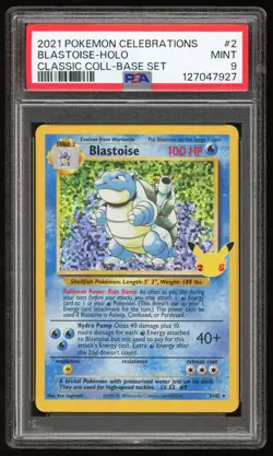 PSA 9 MINT Blastoise Base Classic 25th Celebrations 2/102 Pokemon Card TCG - Image 1
