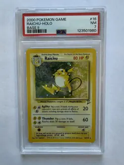 2000 Pokemon Raichu 016/130 Base Set 2 Holo PSA 7 Trading Card Game TCG Vintage - Image 1