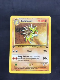 Pokemon Cards: Fossil 1st Edition Uncommon: Sandslash 41/62 - Image 1