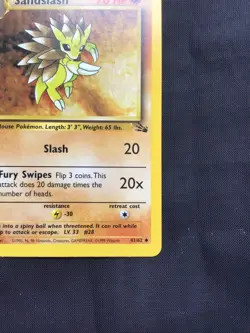 Pokemon Cards: Fossil 1st Edition Uncommon: Sandslash 41/62 - Image 4