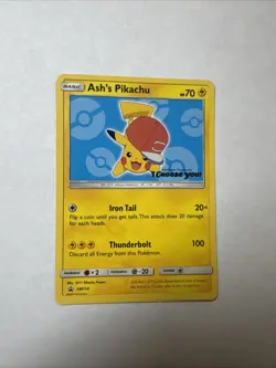 Ash's Pikachu SM114 - I Choose You Stamped Black Star Promo Pokemon TCG Card - Image 1