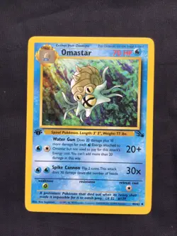 Pokemon Cards: Fossil 1st Edition Uncommon: Omastar 40/62 - Image 1