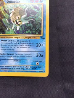 Pokemon Cards: Fossil 1st Edition Uncommon: Omastar 40/62 - Image 4