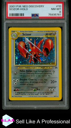 SCIZOR-HOLO POKEMON NEO DISCOVERY 2001 10 PSA 8 - Image 1