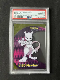 Mewtwo Pokemon 2000 Topps TV Animation Clear Cards English #PC5 PSA 10 - Image 1