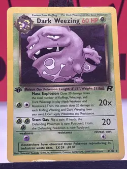 Dark Weezing 31/82 Team Rocket WOTC 1st Edition Pokemon TCG Regular Rare 1999 MP - Image 3