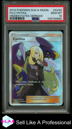 FA/CYNTHIA HIDDEN FATES-GERMAN POKEMON SUN & MOON HIDDEN FATES 2019 SV82 PSA 10 - Image 1