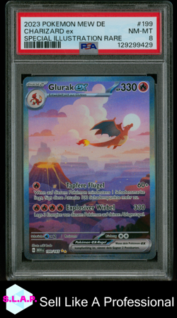 CHARIZARD EX SPECI4L ILLUSTRATION RARE POKEMON GERMAN MEW DE-151 2023 199 PSA 8 - Image 1