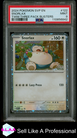 SNORLAX TWM THREE PACK BLISTERS POKEMON 122 2024 SVP HOLO ENGLISCH PSA 9 - Image 1