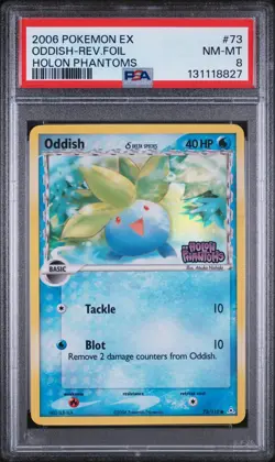 Pokemon EX Holon Phantoms #73/110 Oddish - Reverse Foil PSA 8 NM-MT (2006) - Image 1