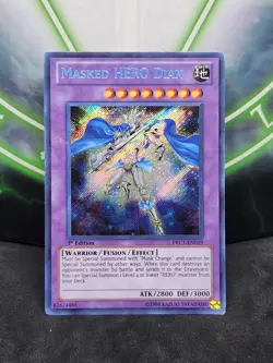 Yugioh Masked HERO Dian PRC1-EN019 Secret Rare 1st Edition LP - Image 1