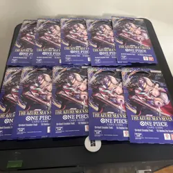 One Piece TCG The Azure Sea's Seven 10 Sleeved Booster Packs In Hand English - Image 1