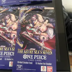One Piece TCG The Azure Sea's Seven 10 Sleeved Booster Packs In Hand English - Image 2