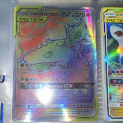 Pokemon Celebi & Venusaur GX SM Team Up 182/181 Secret Rare Full Art Holo 270 HP - Image 1