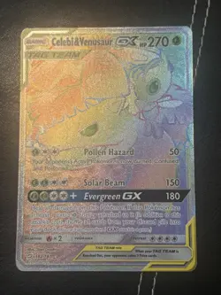 Pokemon Celebi & Venusaur GX SM Team Up 182/181 Secret Rare Full Art Holo 270 HP - Image 1