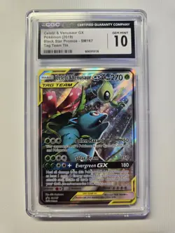 Pokemon Celebi & Venusaur GX SM167 2019 Black Star Promo: Tag Team Tin CGC 10 - Image 1