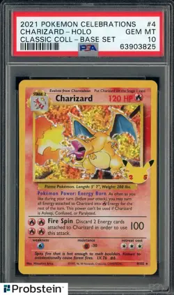 2021 Pokemon Celebrations Classic #4 Charizard Holo Base Set PSA 10 GEM MINT - Image 1