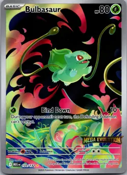 Bulbasaur 133/132 Mega Evolution Stamp Promo Pokemon Card Near Mint English - Image 1