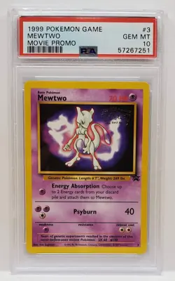 Pokemon TCG 1999 Movie Black Star Promo WOTC Mewtwo 3 Card - PSA 10 Gem Mint - Image 1