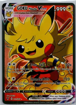 Pikachu Goku Poncho Pokemon Card - Holofoil FULL ART - DBZ - VCOS Cosplay - Image 1