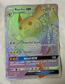 Pokemon TCG Raichu GX Shining Legends Holo Card 75/73 Secret Rare - Image 1