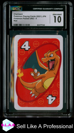 CHARIZARD POKEMON PLAYING CARD 2021 POCKET UNO 4 RED JAPANESE CGC 10 - Image 1
