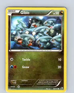 Pokemon TCG Gible B&W Legendary Treasures 94/113 Regular Common Played MP-LP - Image 1