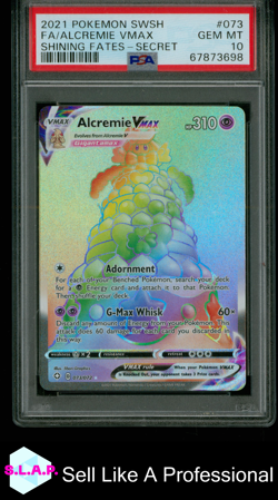 ALCREMIE VMAX POKEMON 73 2021 SWSH SHINING FATES SECRET RAINBOW ENGLISH PSA 10 - Image 1