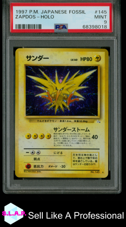 ZAPDOS POKEMON #145 1997 JAP. FOSSIL HOLO JAPANISCH PSA 9 - Image 1