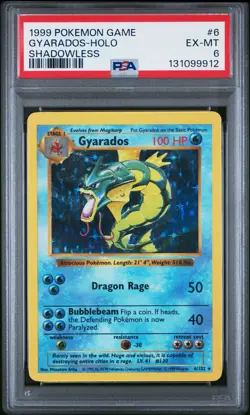 1999 POKEMON BASE SET SHADOWLESS #6 GYARADOS-HOLO PSA 6 - Image 1