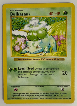 Pokemon TCG Bulbasaur Shadowless Base Set #044/102 Card MP - Image 1