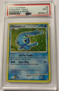 PSA 9 2007 Pokemon Manaphy Diamond & Pearl Holo Rare #9 swirl - Image 1