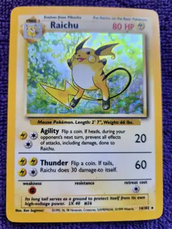 Raichu 14/102 Base Set Holo Rare Pokemon - Image 1