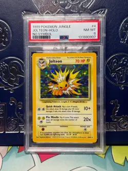 117916204 Jolteon 1999 Pokemon Jungle No Symbol ERROR Holo #4/64 PSA 8 - Image 1