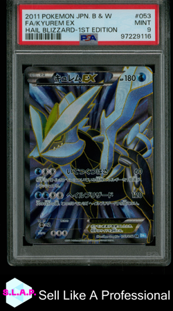 FA/KYUREM EX HAIL BLIZZARD-1ST EDITION POKEMON JAP BLCK & WHITE 2011 053 PSA 9 - Image 1