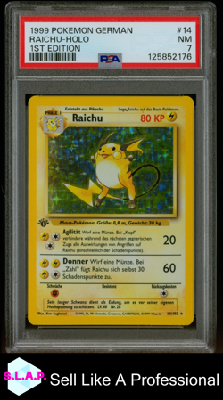 RAICHU-HOLO 1ST EDITION POKEMON GERMAN 1999 14 PSA 7 - Image 1