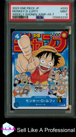 MONKEY D. LUFFY WEEKLY SHONEN JUMP-#6-7 ONE PIECE JAPANESE PROMOS 2023 033 PSA 9 - Image 1