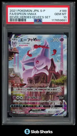 2021 POKEMON JAPANESE SWSH #189/S-P ESPEON VMAX FULL ART EEVEE HEROES PSA 10 - Image 1
