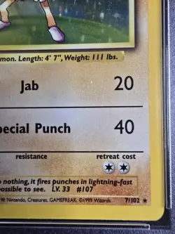 *PSA 6* Hitmonchan Holo #7/102 1999 Pokemon Base Set (English) - Image 4