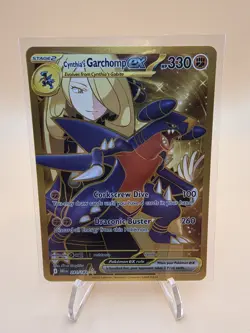 Pokemon Destined Rivals Cynthia's Garchomp EX Card 241/182 Hyper Rare Gold TCG - Image 1