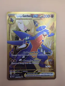 Pokemon Destined Rivals Cynthia's Garchomp EX Card 241/182 Hyper Rare Gold TCG - Image 3