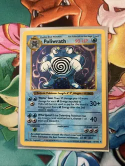 Poliwrath Pokemon TCG Holo Rare Card 13/102 Base Set Shadowless MP/HP - Image 1