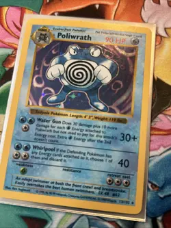 Poliwrath Pokemon TCG Holo Rare Card 13/102 Base Set Shadowless MP/HP - Image 2