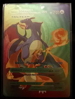 2023 Charizard & Shining Charizard GX Ultra Rare Rainbow Foil Fan Art Card - Image 1