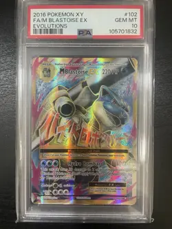 M Blastoise EX 102/108 PSA 10 XY Evolutions Mega Full Art Holo Rare Pokemon Card - Image 1