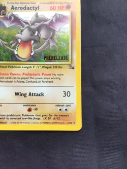 Pokemon Cards: 1st Edition Fossil Rare Holo Prerelease: Aerodactyl 1/62 - Image 5