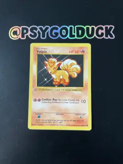 First 1st Edition SHADOWLESS Vulpix Pokemon Card Base Set Grey Stamp - Image 1