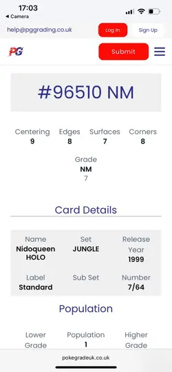 Nidoqueen 7/64 Jungle Holo Rare Vintage WOTC Pokemon Card 1999 PG Graded 7 NM - Image 3