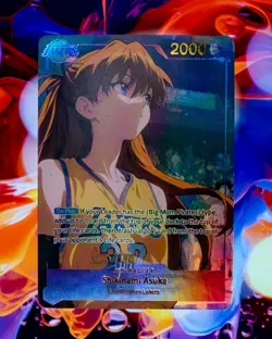 Asuka Langley LA Lakers Evangelion Custom TCG Flash Gold Foil Card Anime Waifu - Image 1