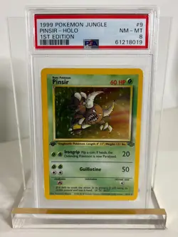 1st Edition Pinsir 9/64 Jungle Holo Rare Pokemon Card PSA 8 - Image 1